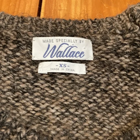 WALLACE (Madewell) XS Brown Chunky Rowboat Merino Alpaca Wool Sweater Pocket - Picture 5 of 6